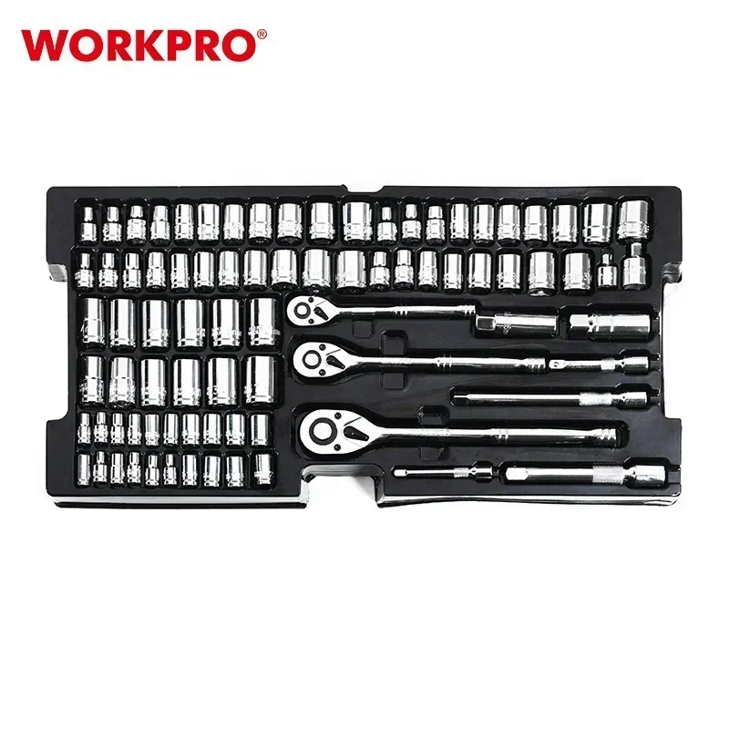 WORKPRO 408PC Heavy Duty Mechanics Tool Set with Metal Box