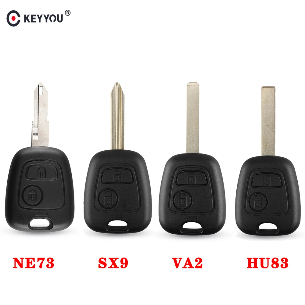 KEYYOU 20PCS 2 Button Remote Car Key Case Shell For Peugeot 106 206 307 107 207 407 Partner Expert Boxer VA2/SX9/HU83/NE73 Blade