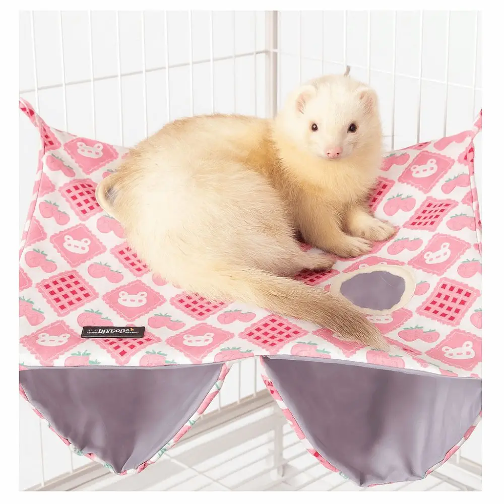 

Cartoon Pattern Hanging Ferret Hammock Multi-Sided Opening Breathable Double Layer Hammock Waterproof Hamster Nest