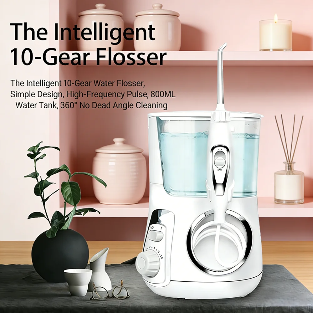 

Электрический ирригатор для полости рта 800 мл, настольный, 10 режимов, 5 насадок-сопел, для профилактики кариеса и свежего дыхания