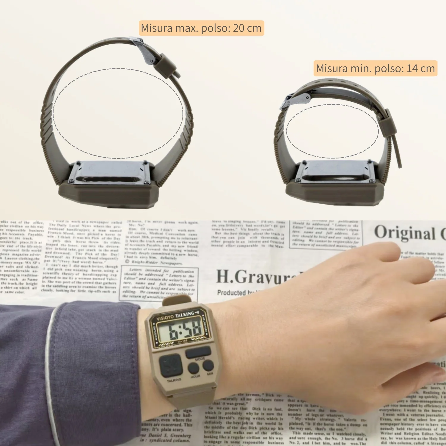 ساعة ناطقة إيطالية للمكفوفين وضعاع البصر، مع توقيت/إنذار مدفون، لكبار السن ومستخدمين منخفض الرؤية VI-168(TI) #3