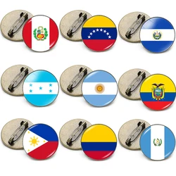 South North American Flag Pin Venezuela Salvador Honduras Nicaragua Guatemala Ecuador Peru Mexico Glass Lapel Pins Bag Brooches