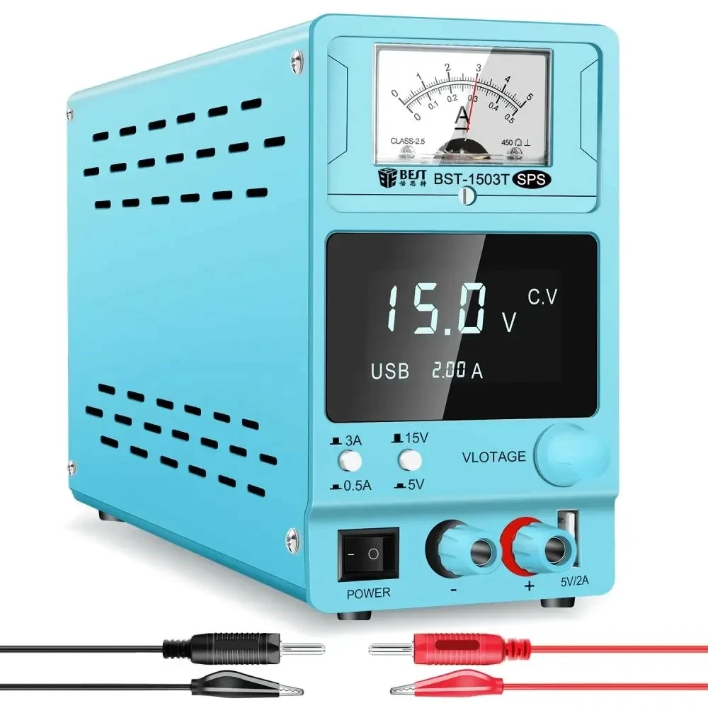 BST-1503T 15V 3A Catu Daya DC untuk Perbaikan Ponsel Catu Daya dengan Layar Penunjuk Digital LED Catu Daya Teratur yang Dapat Disesuaikan