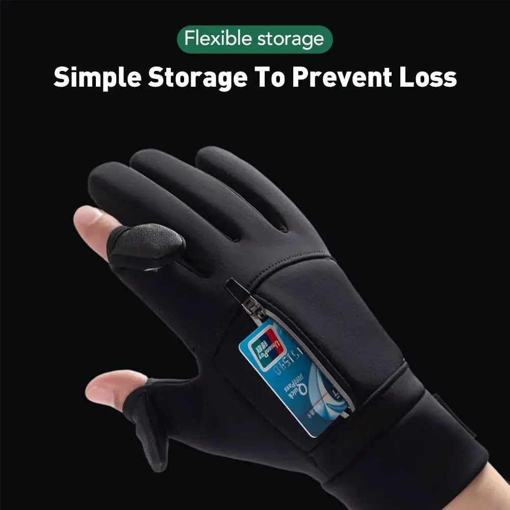 

Warm Protection Winter Fishing Gloves Waterproof 2 Finger Flip Fish Angling Gloves Intensification Anti-slip