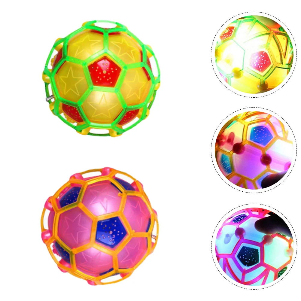 2 Pcs Glowing Football Cars Toys Electric Luminous Soccer Children Sports Bouncy Plastic Kid Light