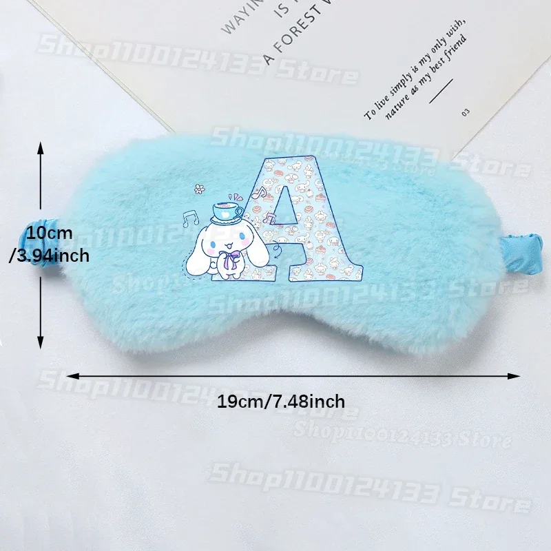 

Cute Cinnamoroll Girl Eye Mask Sleep Plushd Sanrio Anime Letters A-Z Print Kawaii Woman Siesta Shade Patch Kid Travel Relax Mask
