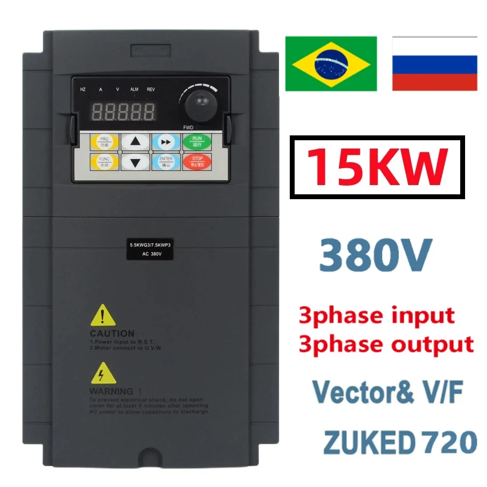 ZUKED 720 series, 15kw variable frequency drive three phase input 380V three phase output 380V motor frequency converter VFD