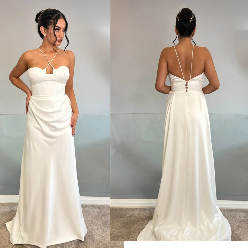 Seksowne suknie ślubne z satyny z kwadratowym dekoltem i krzyżującymi się ramiączkami, szyte na miarę, kolekcja 2026 Rode De Morrie