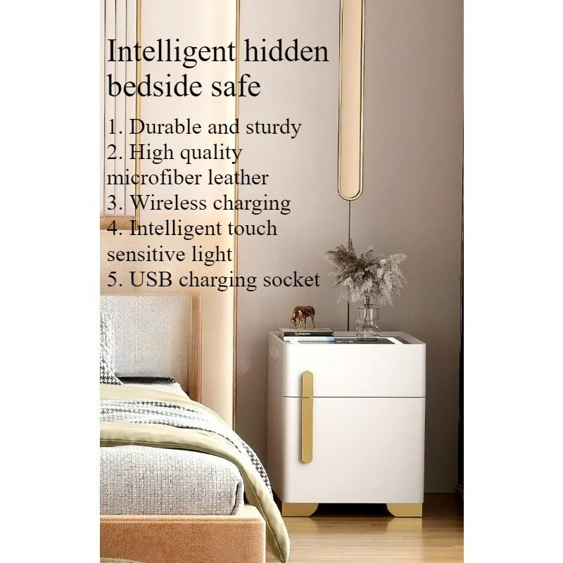 طاولة بجانب السرير الذكية، خزانة تخزين شقة صغيرة آمنة ومتكاملة وبسيطة وحديثة، خزنة متعددة الوظائف، خزانة بجانب السرير #3