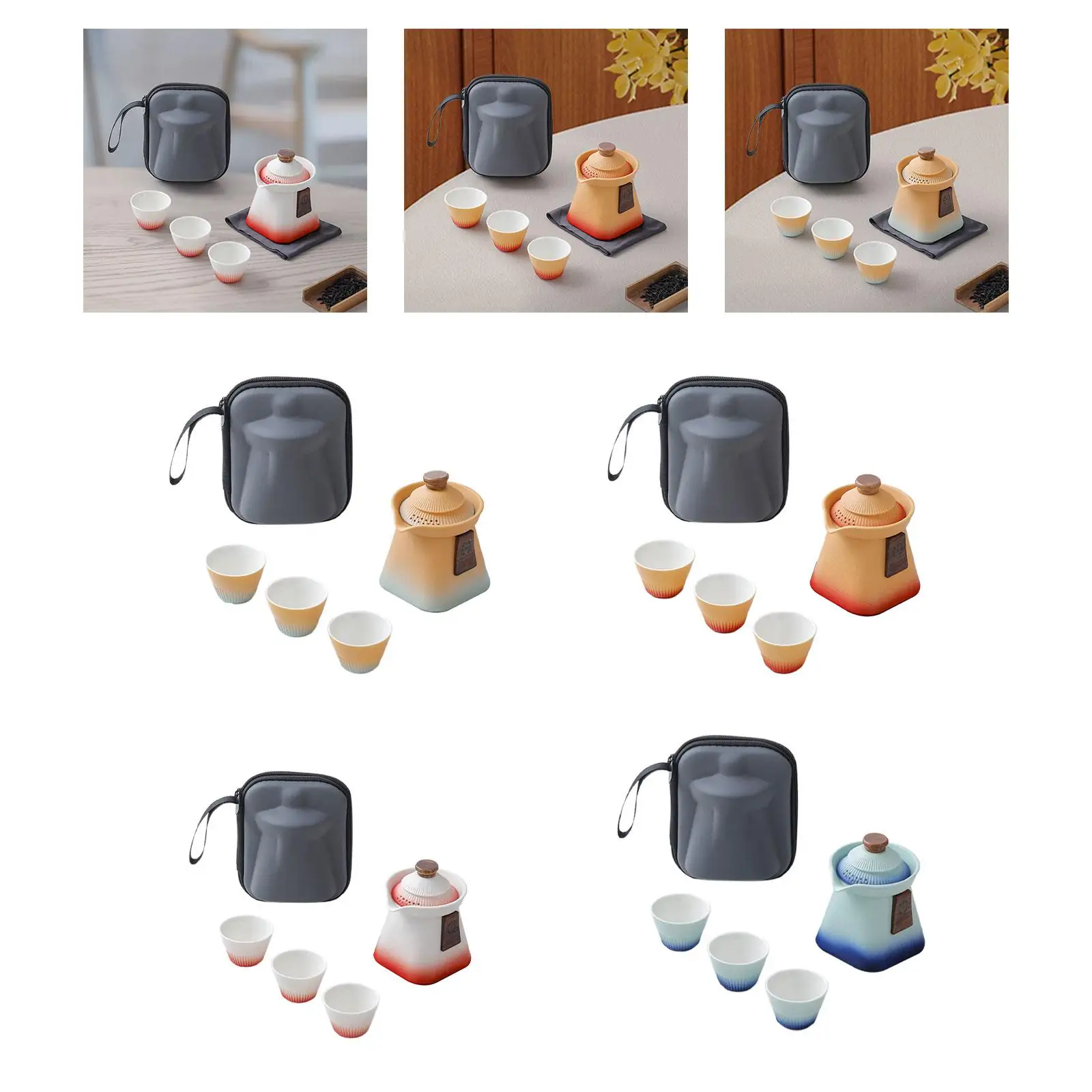 Travel Tea Set with Carry Case Chinese Teaware Kungfu Teapot Porcelain Tea Pot Cup Set for Home Office Outdoor Hotel Picnic