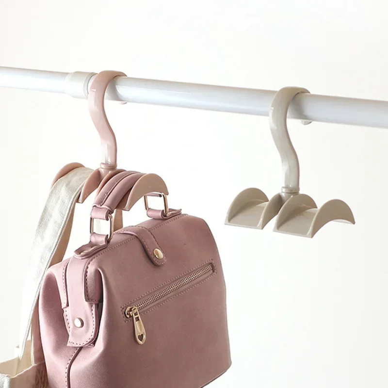 1PC Bag Hanger Hook Rotatable Scarf storage Handbag Tie Bilateral Hanging Holder Household Wardrobe ABS Plastic Hooks Organizer