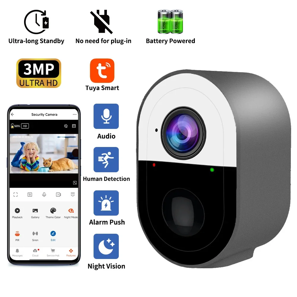 

Tuya Wi-Fi Крытая умная камера безопасности с панорамированием/наклоном 4MP HD Инфракрасное ночное видение Монитор обнаружения звука и движения Панорамная патрульная камера