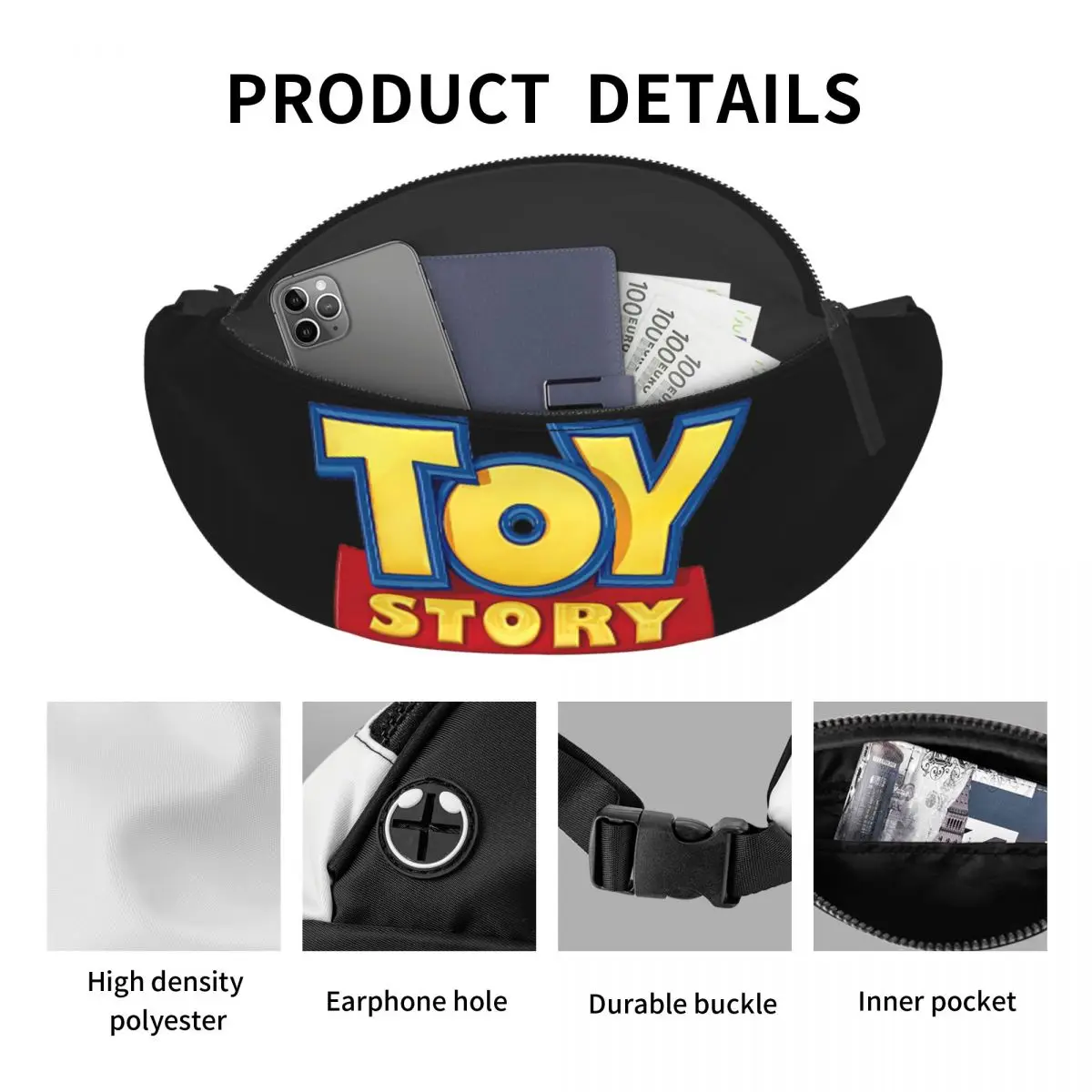 Custom Toy Story Symbol Fanny Pack Men Women Crossbody Waist Bag for Traveling Phone Money Pouch