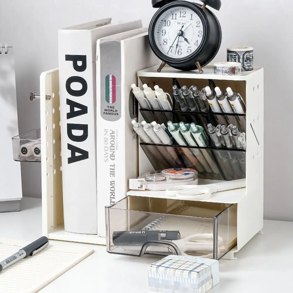 

Oblique Design Desktop Pen Holder Large-Capacity Multi Grid Stationery Storage Box Perforated Board Space-Saving Desk Organizer