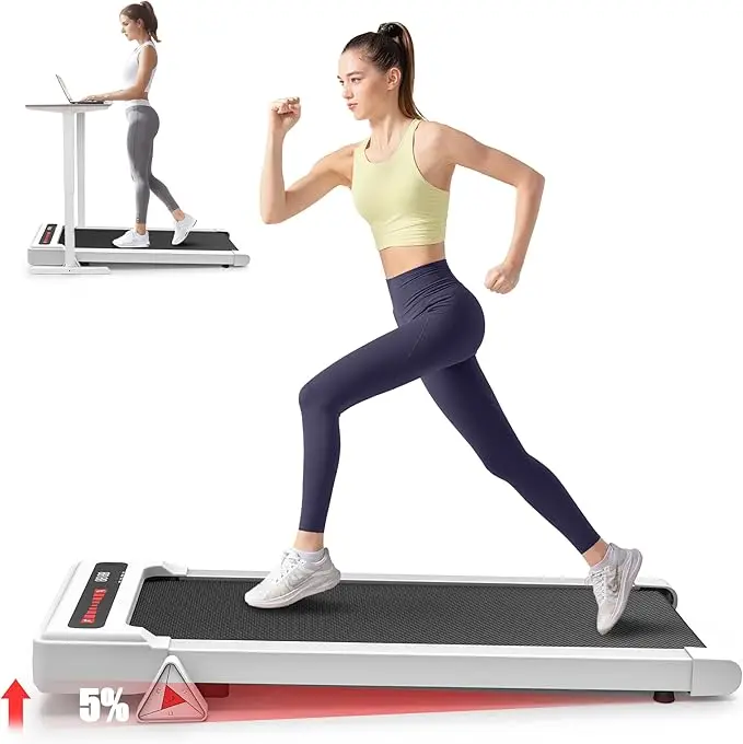 3-Level Incline 2-in-1 Under Desk Running Machine 2.25HP Low-Noise Installation-Free Walking Pad for Home Office