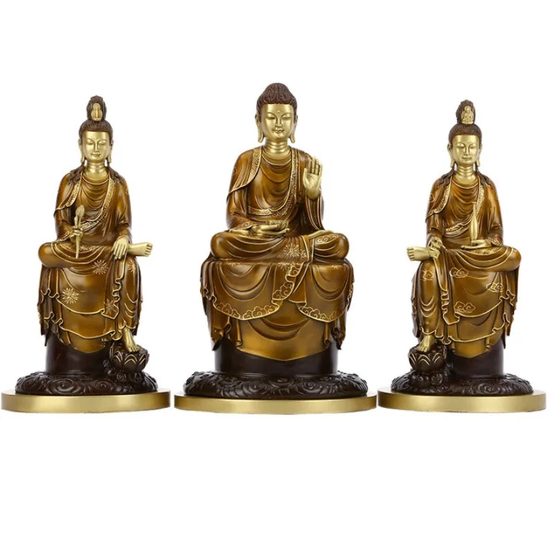 

Painted Bronze Western Three Saints Guanyin Bodhisattva