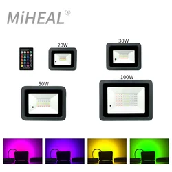 RGB LED Flood Light 20W 30W 50W 100W Outdoor RGB Floodlight Spotlight IP68 LED Wall Washer Light With Remote Control LED