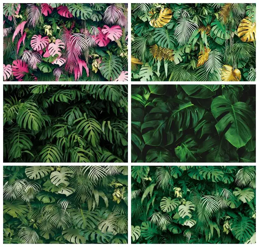 

Laeacco Green Tropical Jungle Palm Leaves Backdrop Summer Wild Themed Birthday Wedding Party Portrait Photography Background