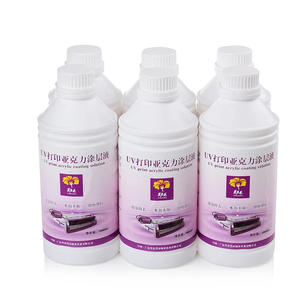 1000ML UV Pre-Coating Primer For UV Flatbed Printer Curing Ink For Printing On Glass Ceramic and Acrylic Metal UV Coating Liquid