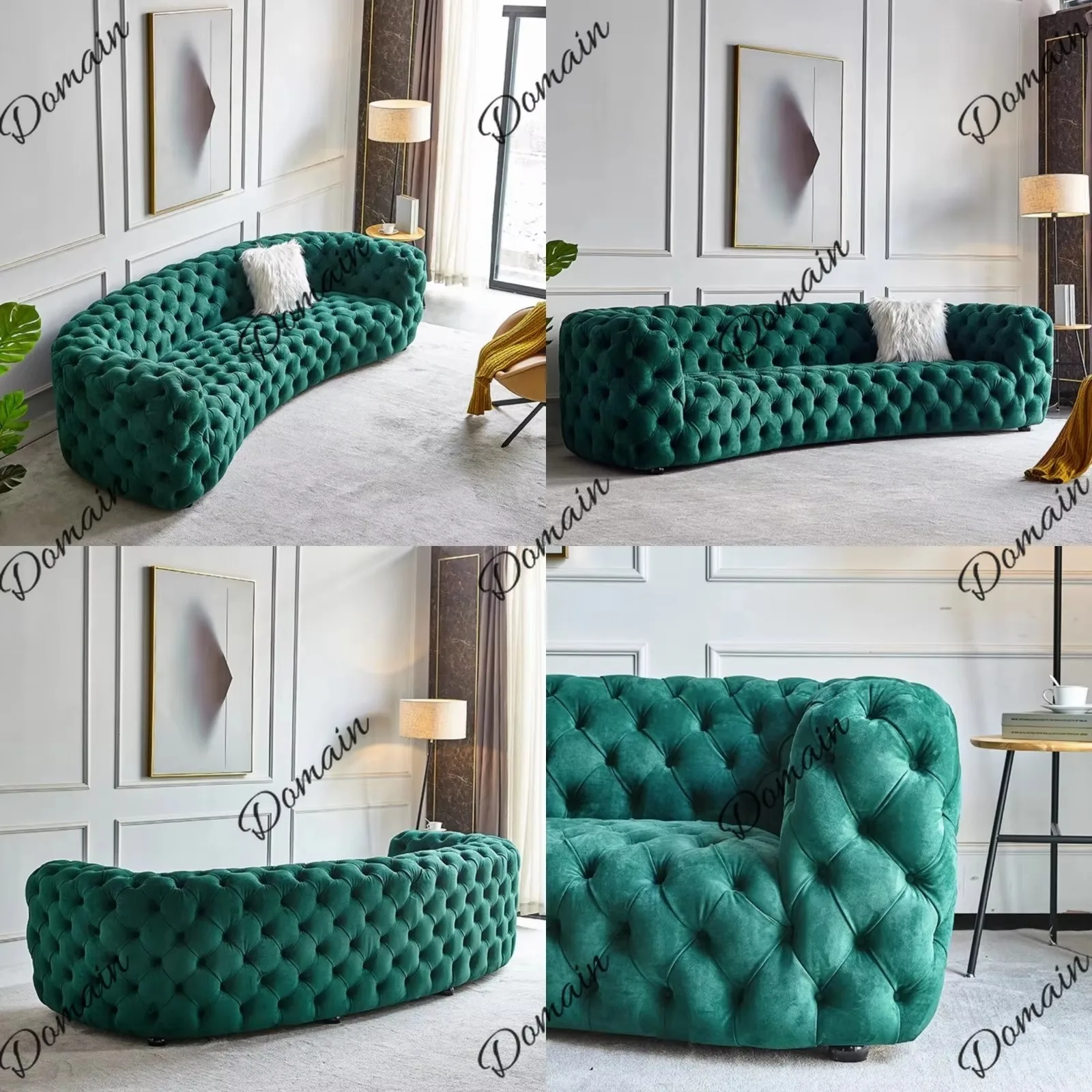 American light luxury modern arc designer pull buckle sofa small apartment villa high-end landing irregular