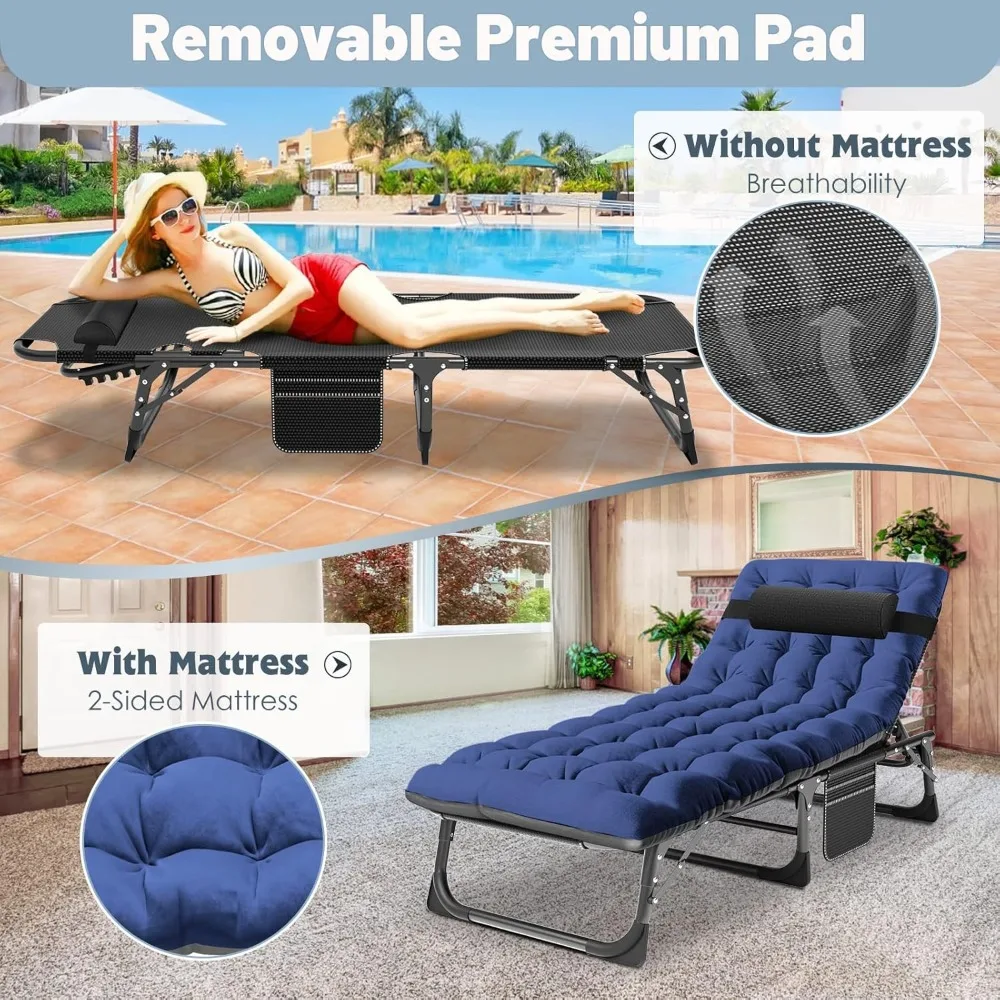 كراسي صالة قابلة للطي في الهواء الطلق قابلة للتعديل، وكراسي سرير نوم محمولة، وأسرة صالة مريحة للشاطئ والمركبات الخارجية #5