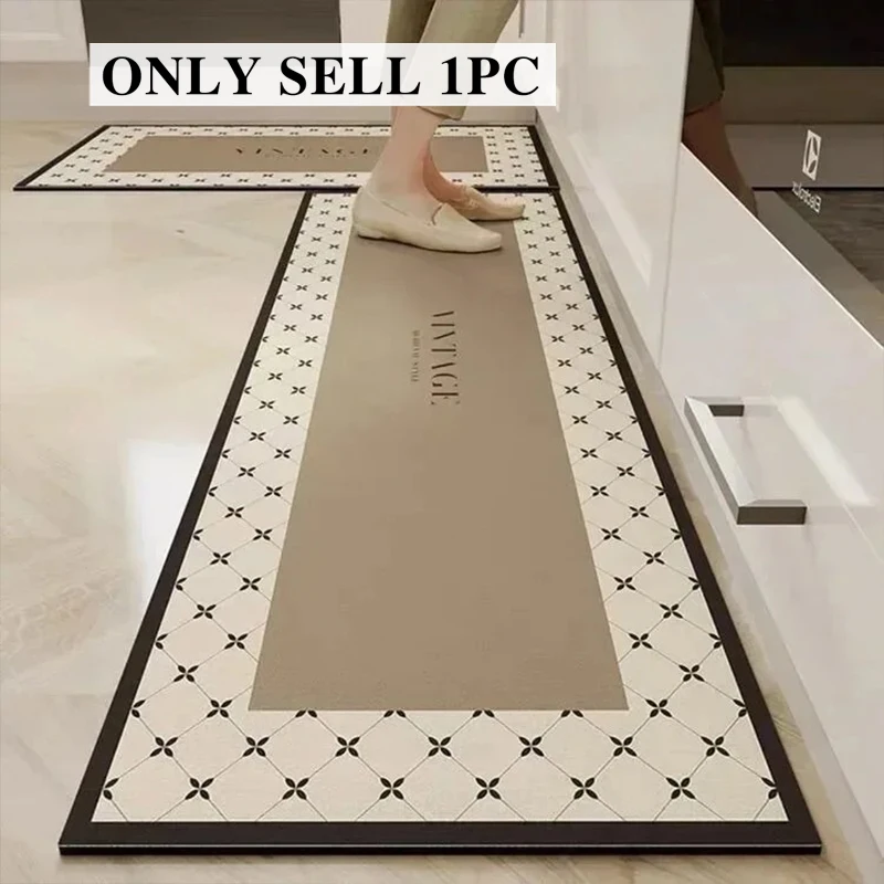 Rug for Kitchen Long Waterproof Pvc Leather Floor Mat Oil-proof Non-slip Foot Mats Home Decoration Carpet Alfombras De Cocina