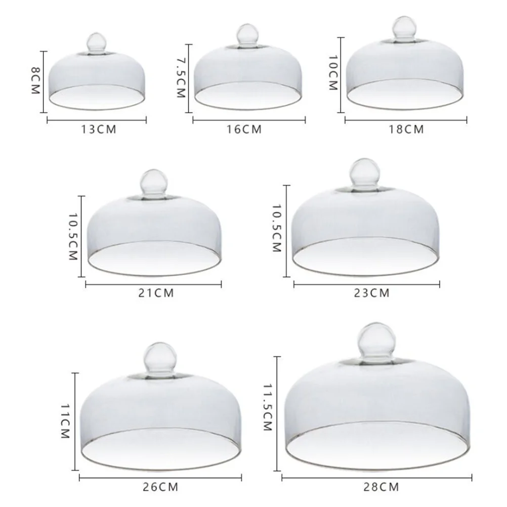 

1Pcs Transparent Cake Cover Lead-Free Glass Dome Round Handle Easy to Use 21Cm Diameter 14Cm High for Baked Goods