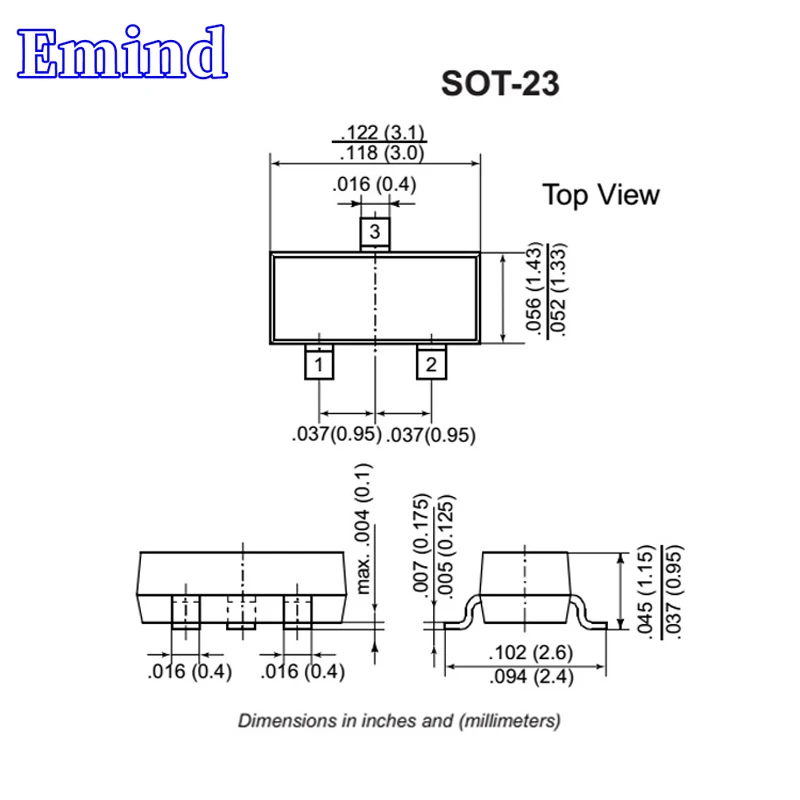 SMD 트랜지스터 풋프린트 SOT-23 실크 스크린, 1P 타입 NPN, 40V, 150mA 바이폴라 증폭기 트랜지스터, 100, 200, 300 개, MMBT222222A