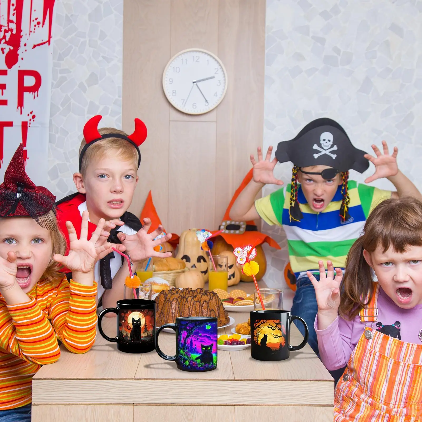 القط القهوة القدح السيراميك هالوين مضحك غامض فنجان القهوة كوب احتفالي القدح للأطفال البالغين العمل الرجال الأصدقاء البيرة الحليب النساء