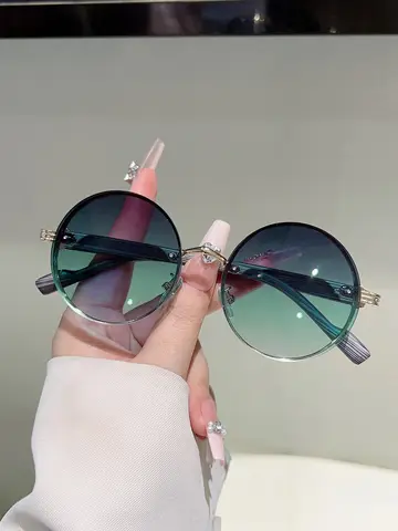 KAMMPT Vintage Round Sunglasses Men New Fashion Gradient Multi-color Sun Glasses Women Trendy Luxury Brand Design Casual Shades