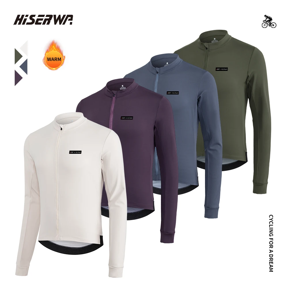 

HISERWA Winter Cycling Jersey Keep Warm Long Sleeve Bicycle Shirts Hight Quality Thermal Fleece Cycling Jersey MTB Bike Clothing