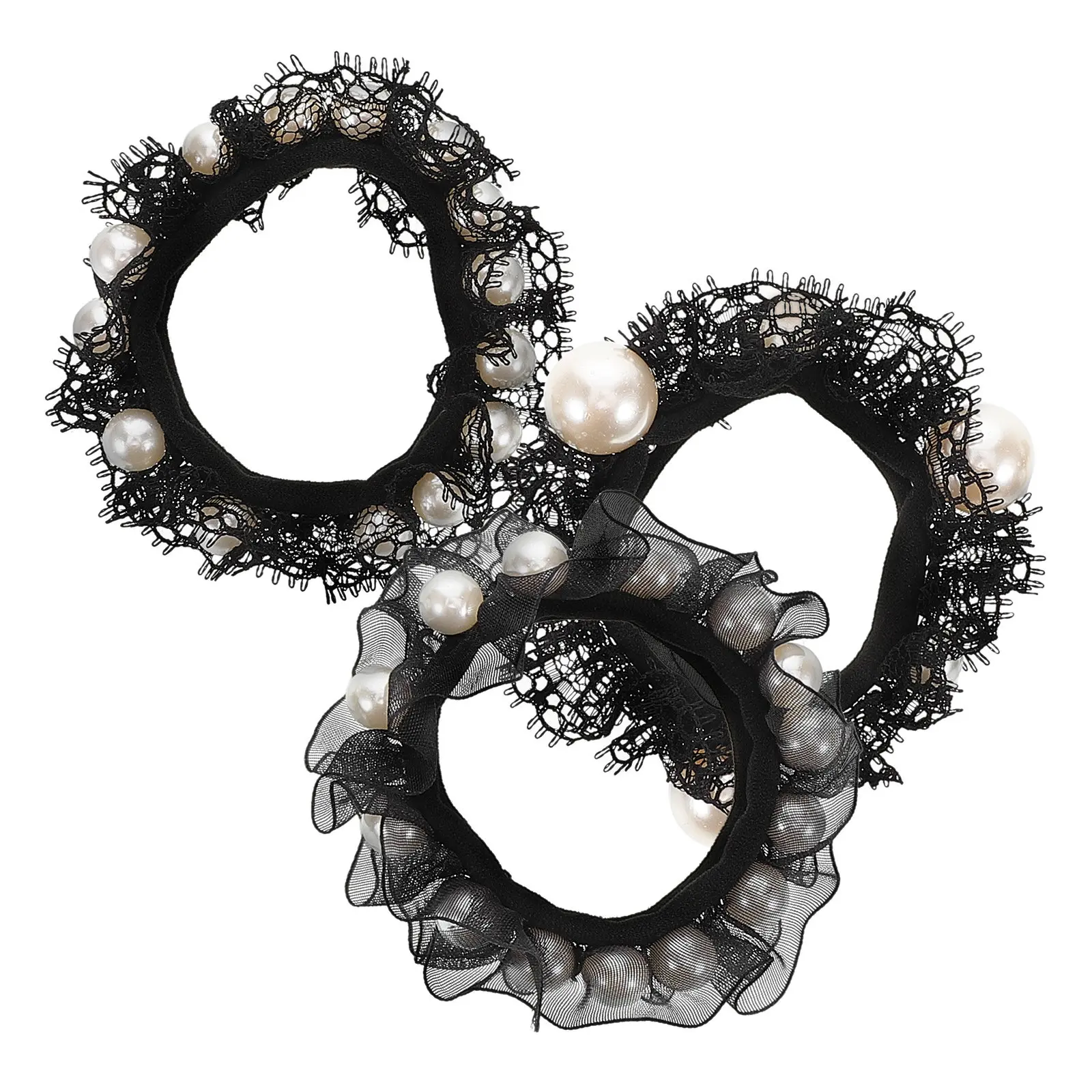 

Набор из 3 резинок для волос с жемчужным декором, эластичные, не повреждающие волосы, из мягкого хлопка, для густых волос, бесшовные, для повседневного использования