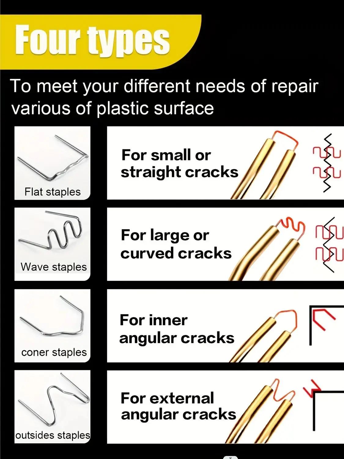 Kit di riparazione del paraurti della saldatrice di plastica della cucitrice a caldo per la pistola di saldatura di riparazione del paraurti