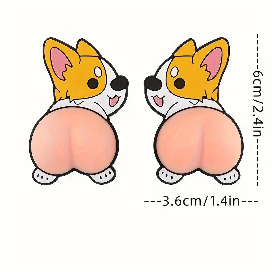 2Pcs 3D PVC Cute Butt Car Sticker Cartoon Anti-collision Door Rearview Mirror Bumper Protection Phone Decoration Wall Home Decal