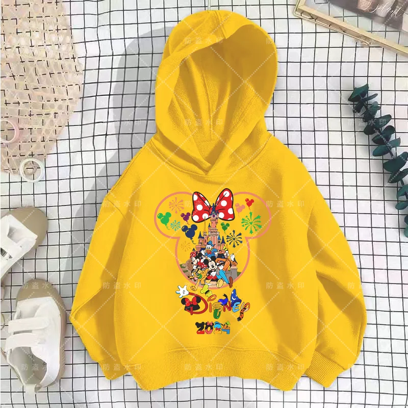 Fashion Disneyland Trip Vacation Clothes Caricature Hoodie Children Top Cartoons Disney Kawaii 2024 Girl Clothes Boy Disney Kids