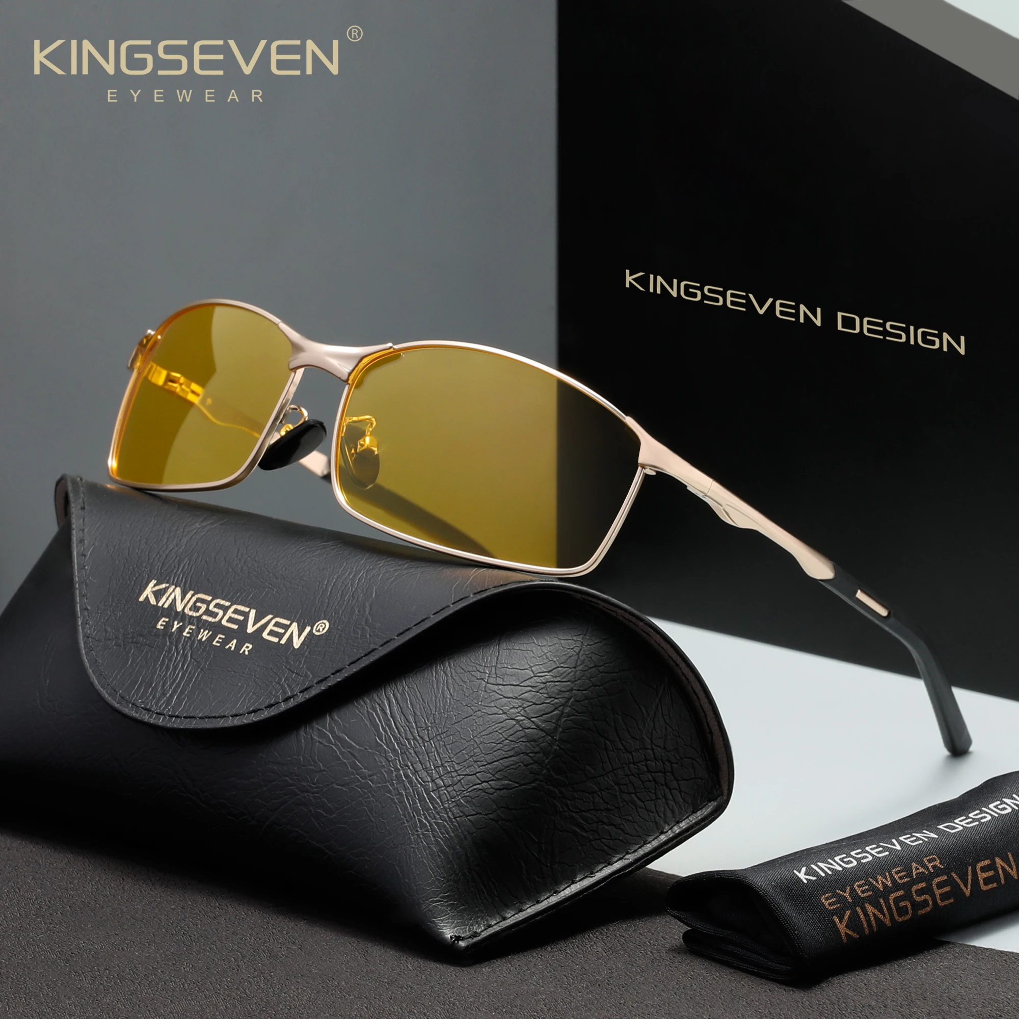 KINGSEVEN Fashion zonnebril Luxe Retro Heren Dames UV400 Gepolariseerde fietsbril Outdoor Causale Sport Rijden Vissen Brillen