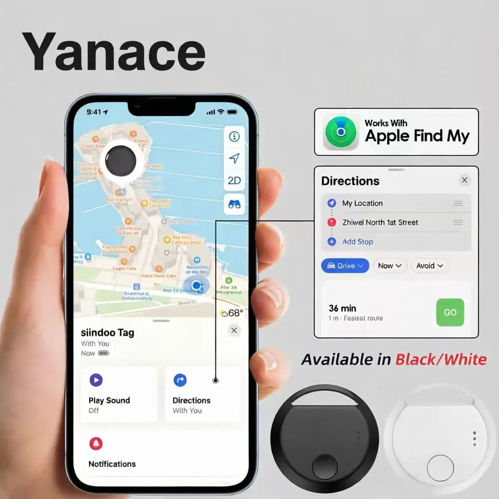 

Yanace Precision Tracking via Apple Find My Sleek Real-Time Location & Alerts for Keys Pets and Valuables Anywhere