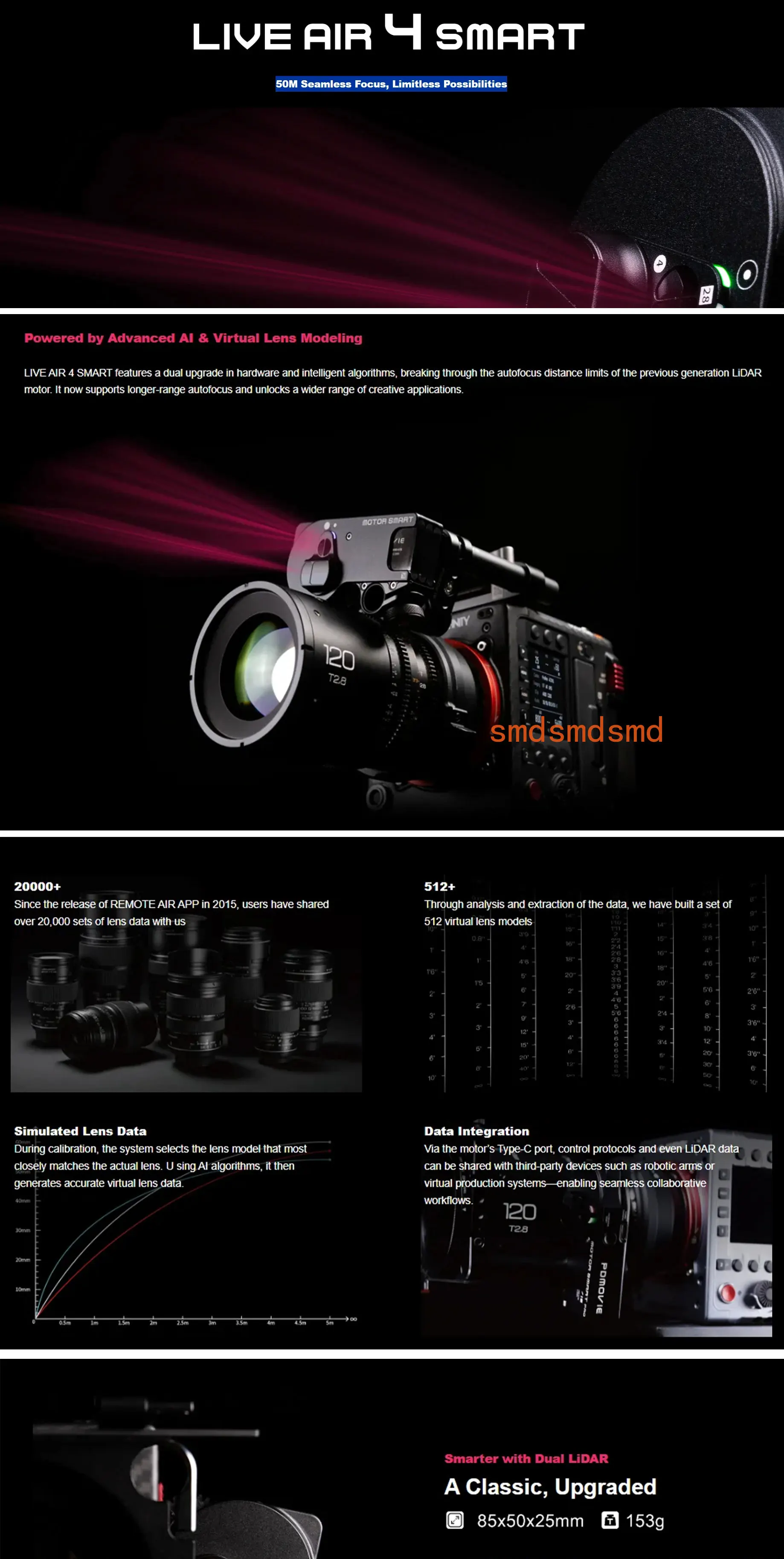 LIVE AIR 4 SMART Follow Focus of LiDAR Focus Motor Stronger Torque Faster Speed Longer Battery Life Autofocus
