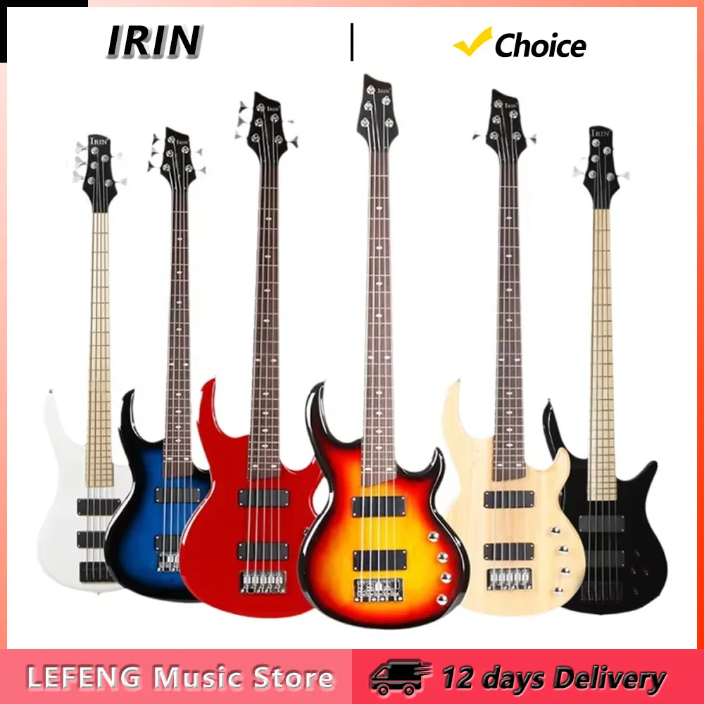IRIN P-05 5 Strings Bass Guitar 24 Frets Maple Body Neck Electric Bass Guitar Stringed Instruments Bass Guitar with Audio Cable