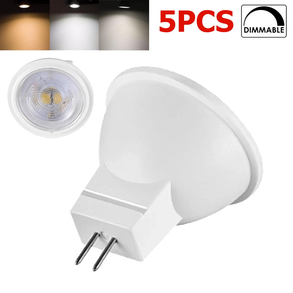 5PCS MR11 COB LED Downlight 3W Ceiling Dimmable Cool Warm Neutral White 2835SMD Spot 12V Lighting Bulbs Bedroom Lamp Bulb Home