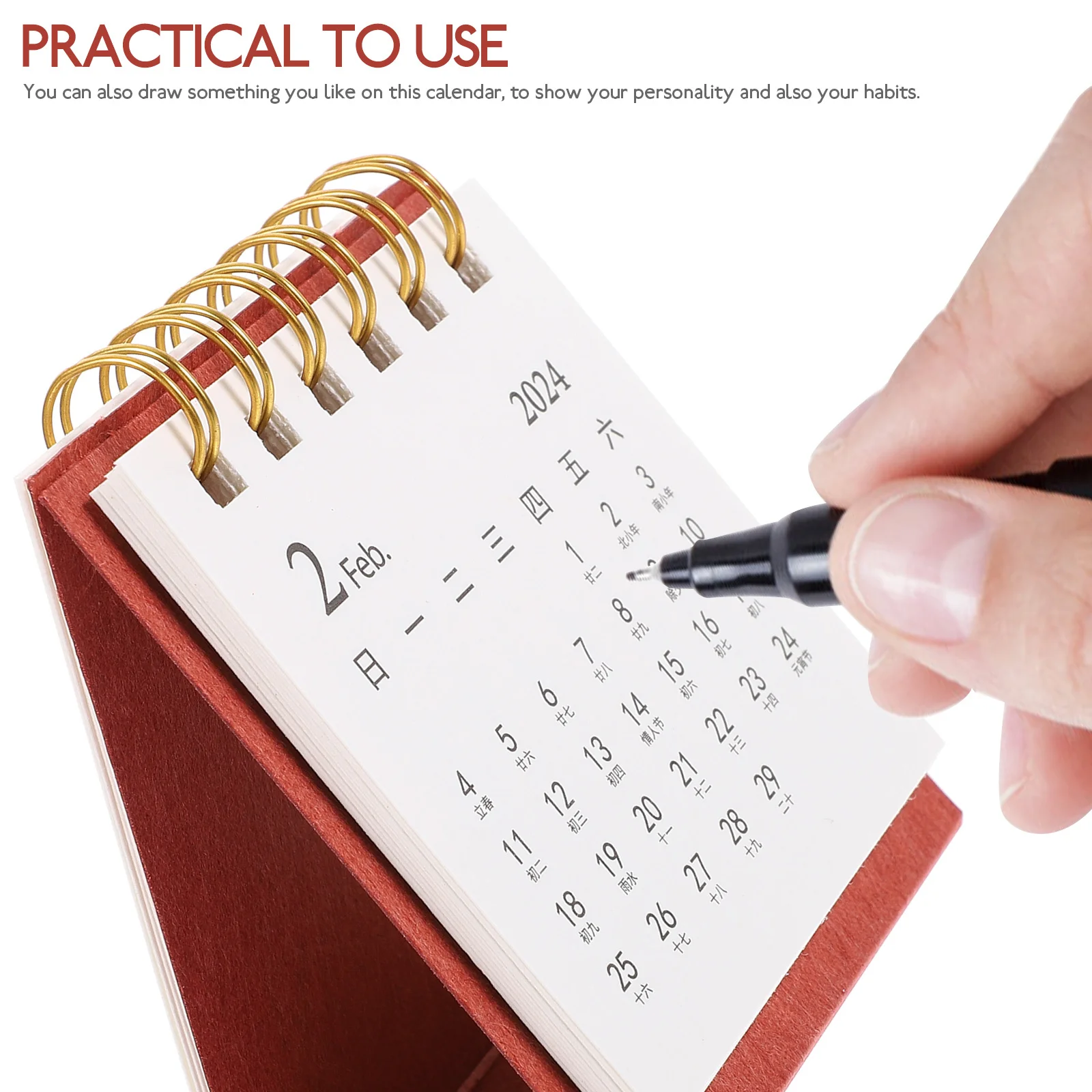 

Маленький настольный календарь на 2024 год, дизайн с двумя катушками, настольный календарь, декор офисного стола, органайзер для ежемесячного расписания, планировщик расписания