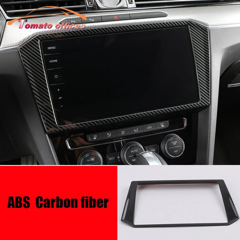 ABS Carbon Fiber For Volkswagen VW Passat B8 Arteon 2016 17 18 19 20 2021 Car Navigation Panel Frame Cover Trim Auto Accessories