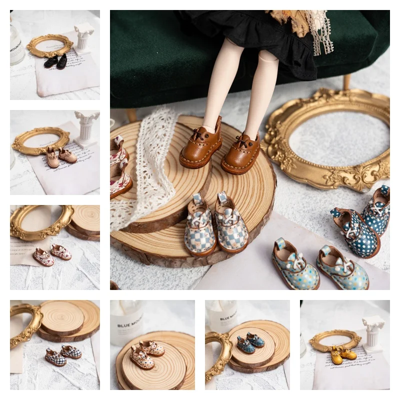 

Blythe Doll Shoes Mini Toy Accessories OB22 Shoes Plaid Shoes Small Cloth UFDOLL Mini Body OB24 Handmade Cowhide Shoes