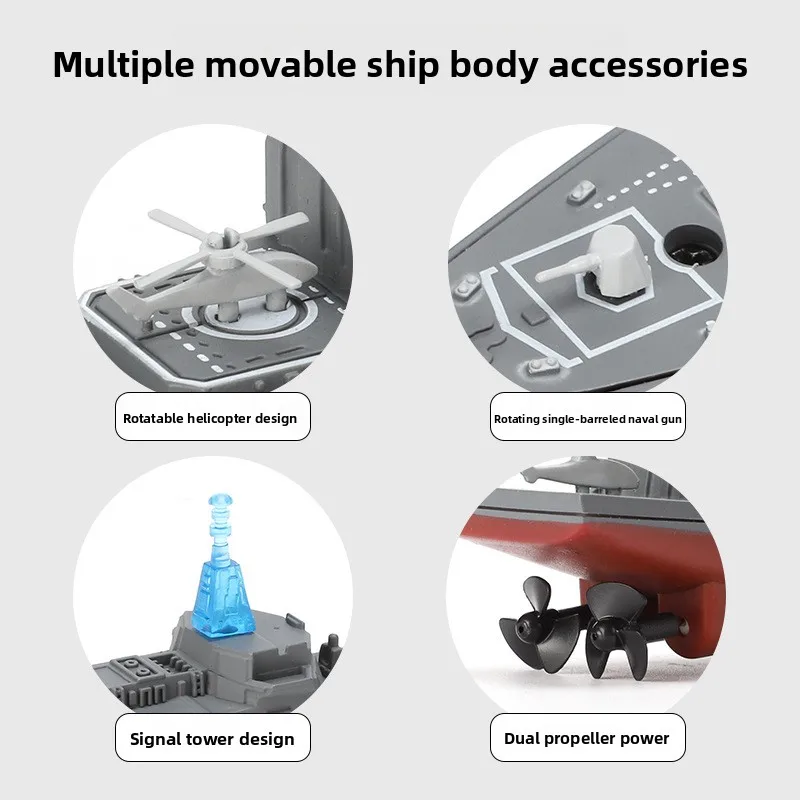 Mini barco de controle remoto para crianças, barco militar elétrico de água de verão, lancha motora 2.4g, brinquedo de barco de controle remoto de alta velocidade
