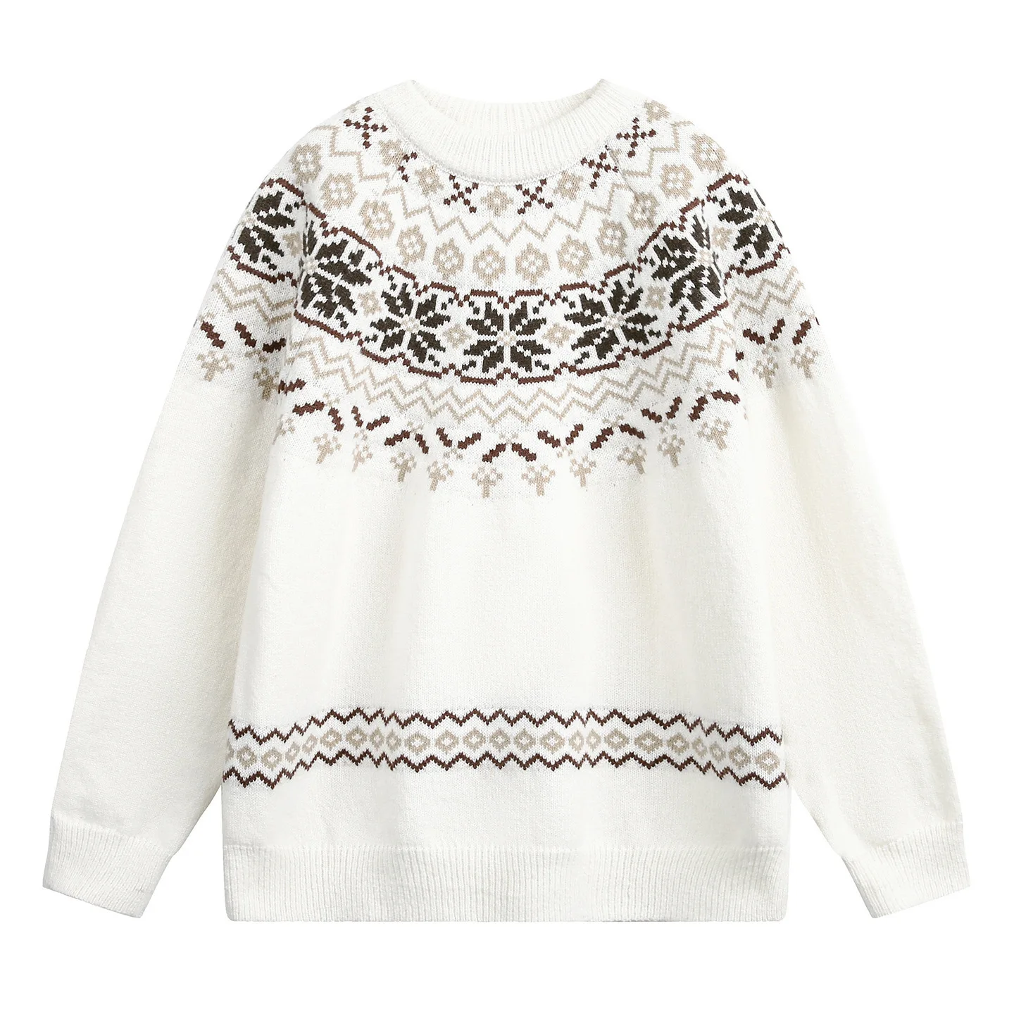 2025 Autumn Winter New Men's Sweater Retro Textured Crewneck Versatile Pullover Knitting Sweater Outerwear