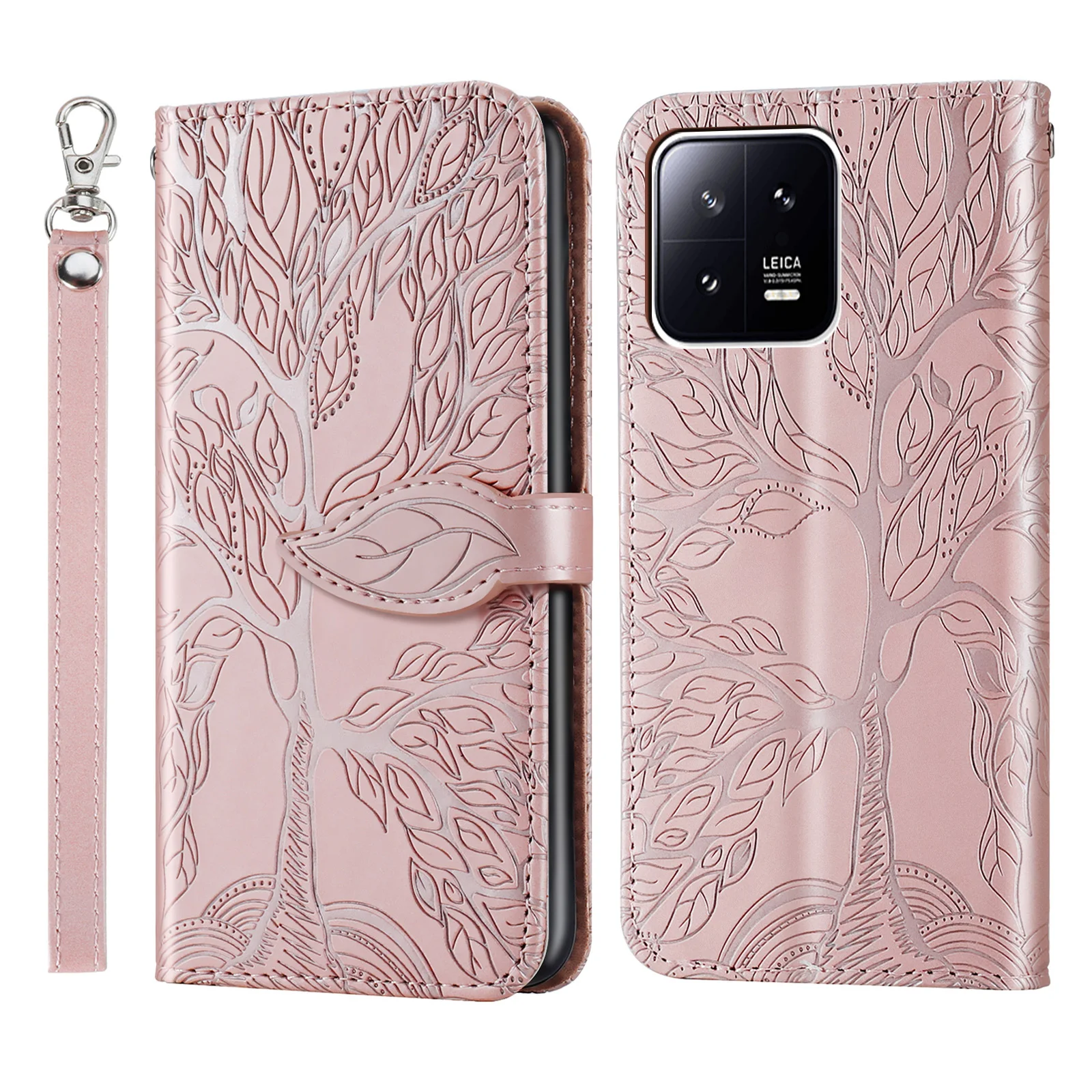 

For Xiaomi 13 / 13 Pro case, Tree of Life leather case with card slot, clamshell leather case