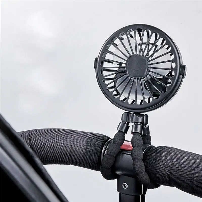 B51CNEW! Portable USB Rechargeable Silent Mini Fan 3 Speed Adjustable With Lighting Function For Car Seat Stroller