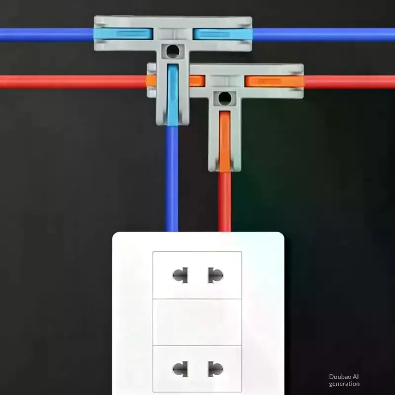 Universal Push In Wire Connector T Type Terminal LED Light Home Electrical Wiring Splitter Quick Connect
