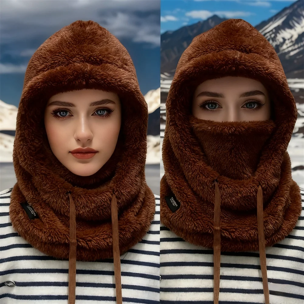 Warm Thermal Windproof Balaclava Ski Hood Motorcycle Face Cover Polar Fleece Adjustable Cycling Neck Cover Full Face Mask Winter