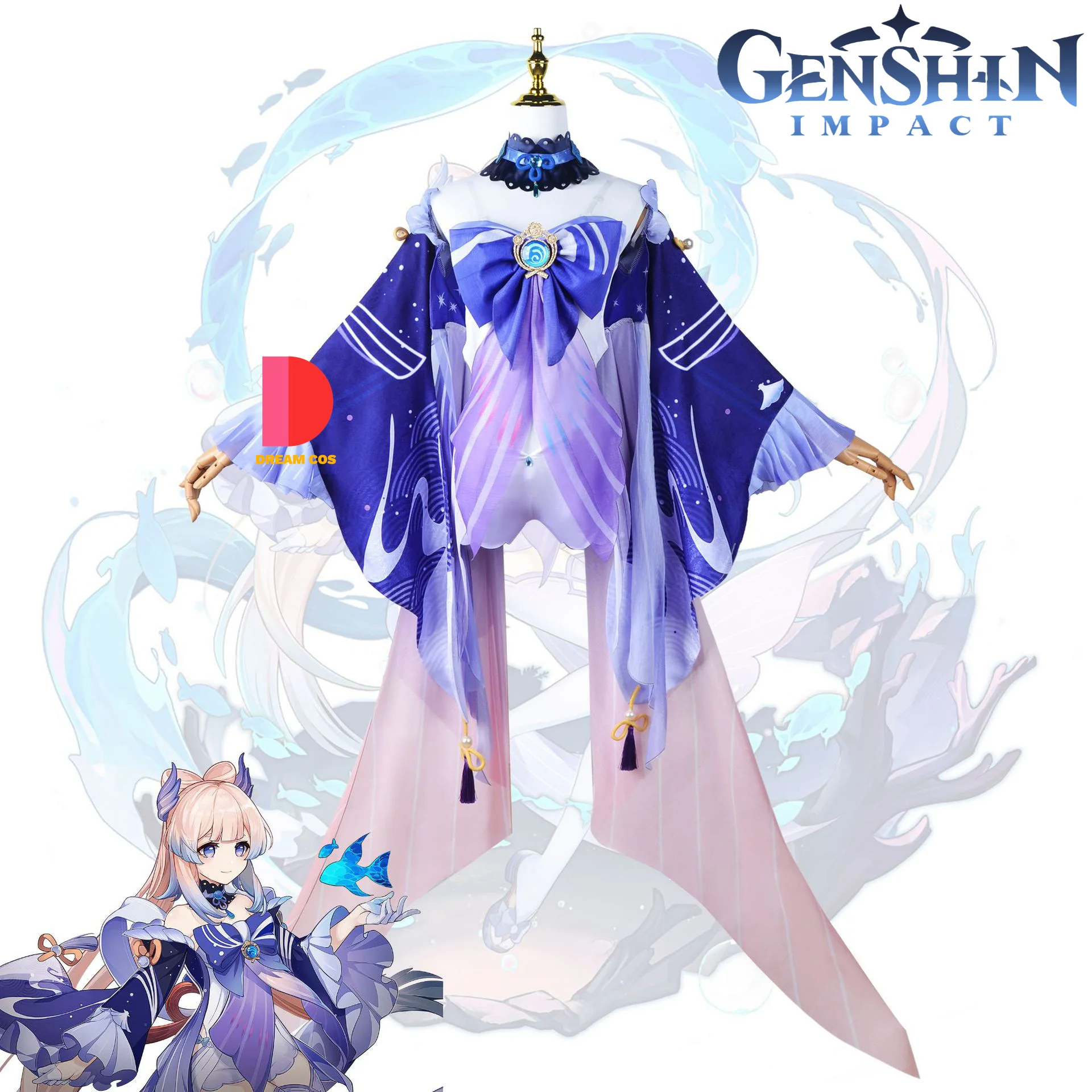 Genshin Impact Kokomi Cosplay Costume Sangonomiya High Quality Five-Star Anime Performance Outfit Game-Themed for Fans Event